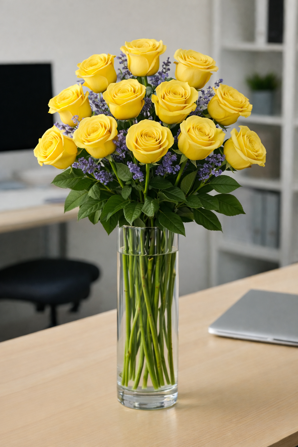 One Dozen Long-Stem Yellow Roses